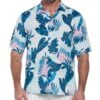 Big & Tall Linen Blend Reverse Tropical Print Shirt