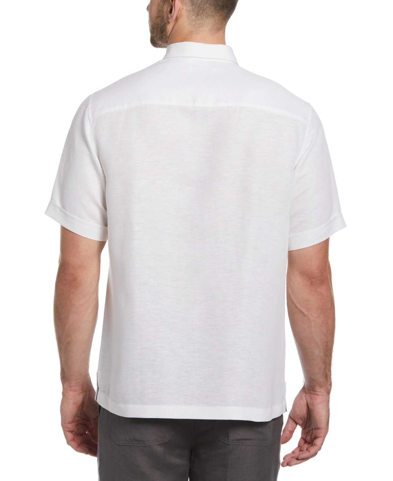 Big & Tall Striped Panel Double Lower Pocket Guayabera Shirt 2 Big & Tall Striped Panel Double Lower Pocket Guayabera Shirt - Image 2