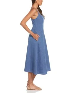 Cross-Dyed Linen Thin Strap Midi Dress -Cubavera Cross Dyed Linen Thin Strap Midi Dress Cubavera 3