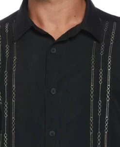 Cubavera™ Geo Stitched Pintuck Shirt -Cubavera Cubavera mens Cubaveratm Geo Stitched Pintuck Shirt Casual Shirts black 3