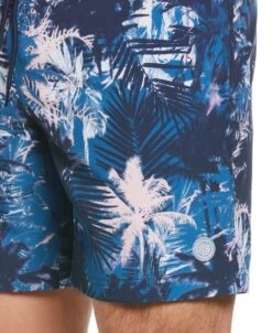 Cubavera™ Palm Print 7" Swim Short -Cubavera Cubavera mens Cubaveratm Palm Print 7 Swim Short Swim blue 5