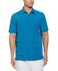 Geo Embroidered Guayabera Shirt