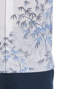 Linen Blend Asymmetric Reverse Bamboo Leaf Print Shirt -Cubavera Linen Blend Asymmetric Reverse Bamboo Leaf Print Shirt Cubavera 4