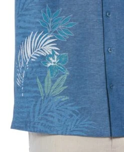 Linen Blend Asymmetrical Tropical Leaf Print Shirt -Cubavera Linen Blend Asymmetrical Tropical Leaf Print Shirt Cubavera 4