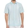 Linen Blend Embroidered Panel Guayabera Shirt