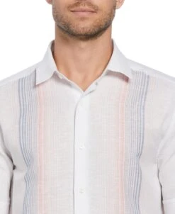 Linen Blend Gradient Stripe Panel Shirt -Cubavera Linen Blend Gradient Stripe Panel Shirt Cubavera 3