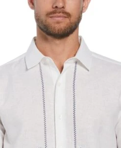 Linen Blend L-Shape Embroidered Shirt -Cubavera Linen Blend L Shape Embroidered Shirt Cubavera 3