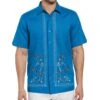 Linen Blend L-Shape Parrot Palm Print Shirt