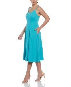 Linen Blend Thin Strap Midi Dress -Cubavera Linen Blend Thin Strap Midi Dress Cubavera 4