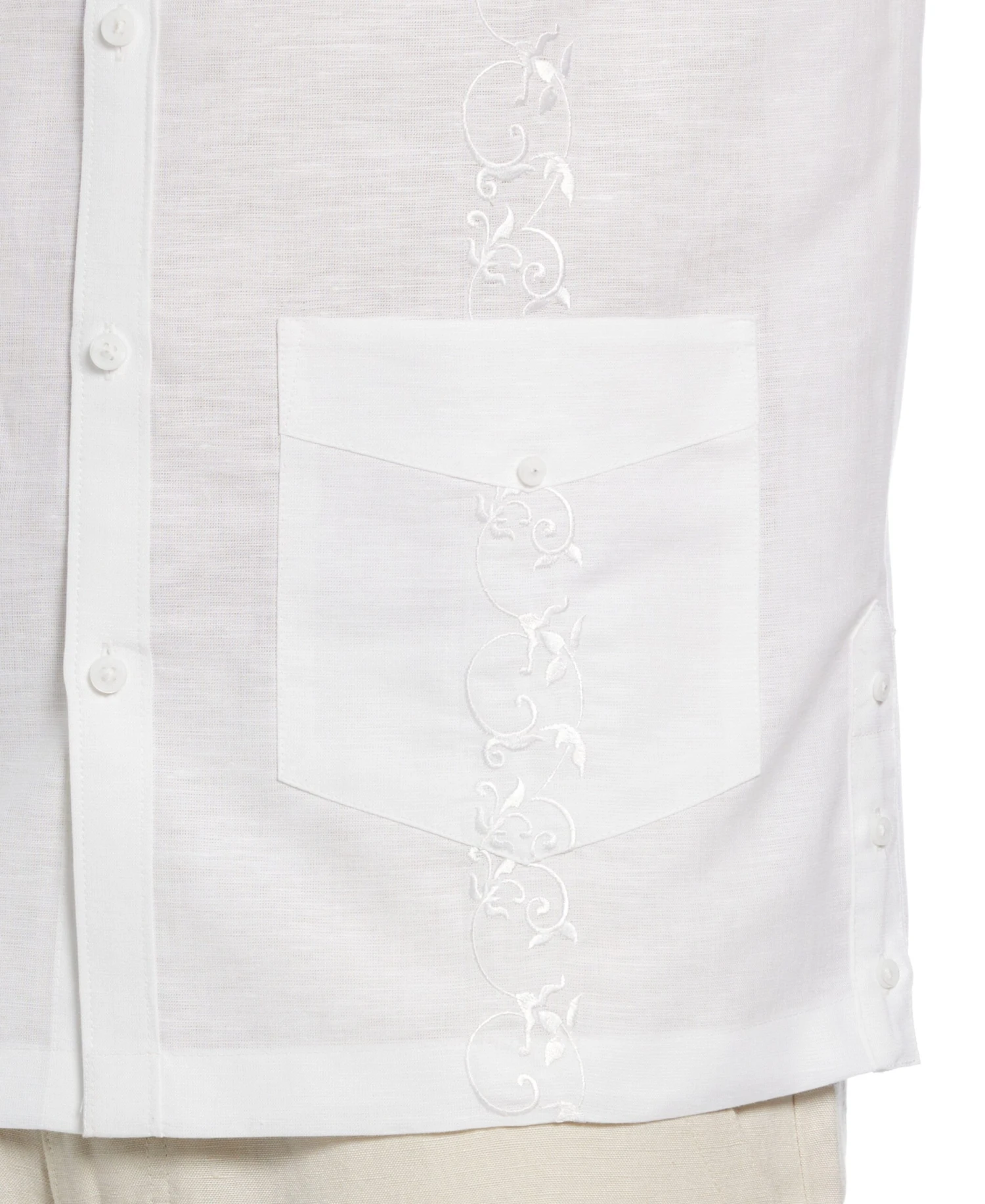 Linen Blend Tonal Embroidery Guayabera Shirt 3 Linen Blend Tonal Embroidery Guayabera Shirt - Image 3