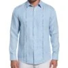 Linen Embroidered Tuck Panel Guayabera Shirt