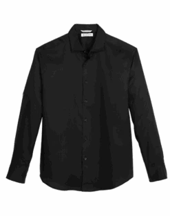 Cubavera Modern Fit Long Sleeve Linen-Blend Shirt, Black