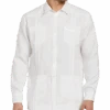 Cubavera Modern Fit Linen Guayabera Shirt, White