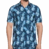 Cubavera Modern Fit 4-Way Stretch Sport Shirt, Blue Pineapple Print