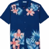 Cubavera Modern Fit 4-Way Stretch Sport Shirt, Navy Tropical Print