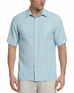 Cubavera Modern Fit EcoSelect Textured Guayabera Shirt, Blue