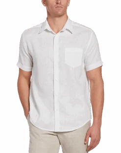 Cubavera Modern Fit TravelSelect Linen Blend Shirt, White
