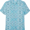 Cubavera Modern Fit Short Sleeve Sport Shirt, Light Blue Cuban Tile