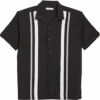 Cubavera Modern Fit Camp Collar Shirt, Black Tri-Color Panels