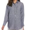 Women's Two-Tone Yarn-Dyed Linen Blouse